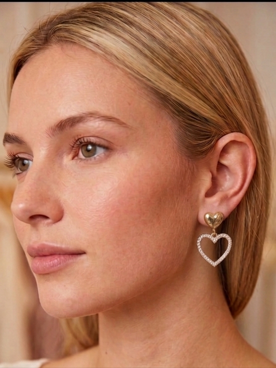 Juicy Couture Jewelry - JUICY COUTURE Clear Stone Open Heart Drop Earrings